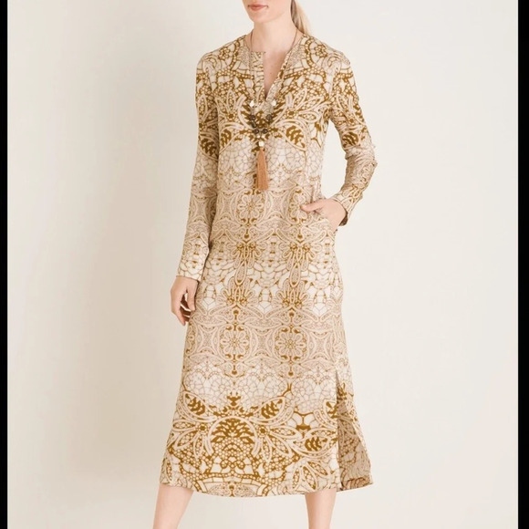 Black Label Dresses & Skirts - Chicos Black Label Satin Tunic Dress Silk Blend Long Sleeve Size 8